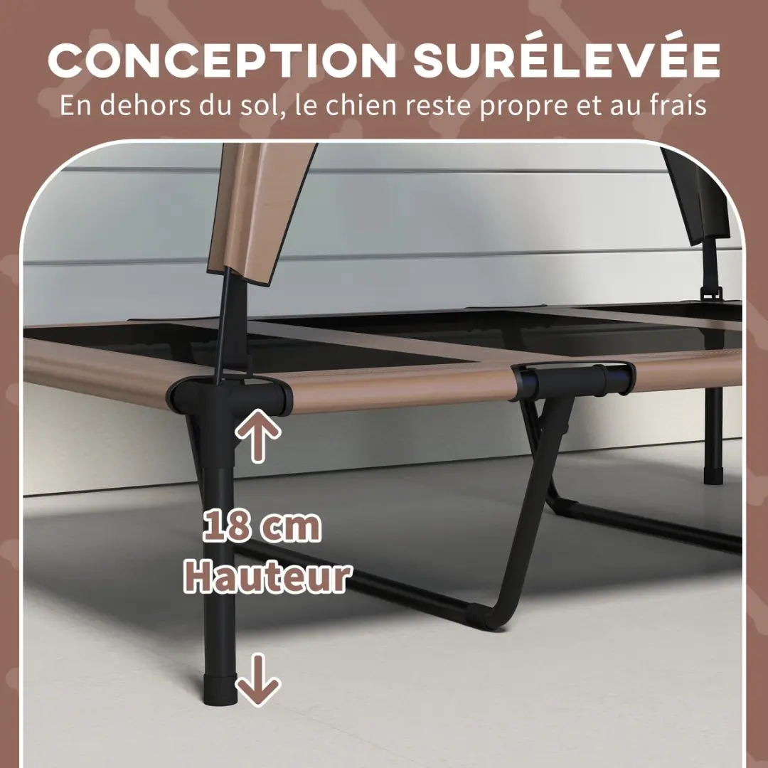 Pawhut Verhoogd Hondenbed Oxford 106x76x94cm - Koffie