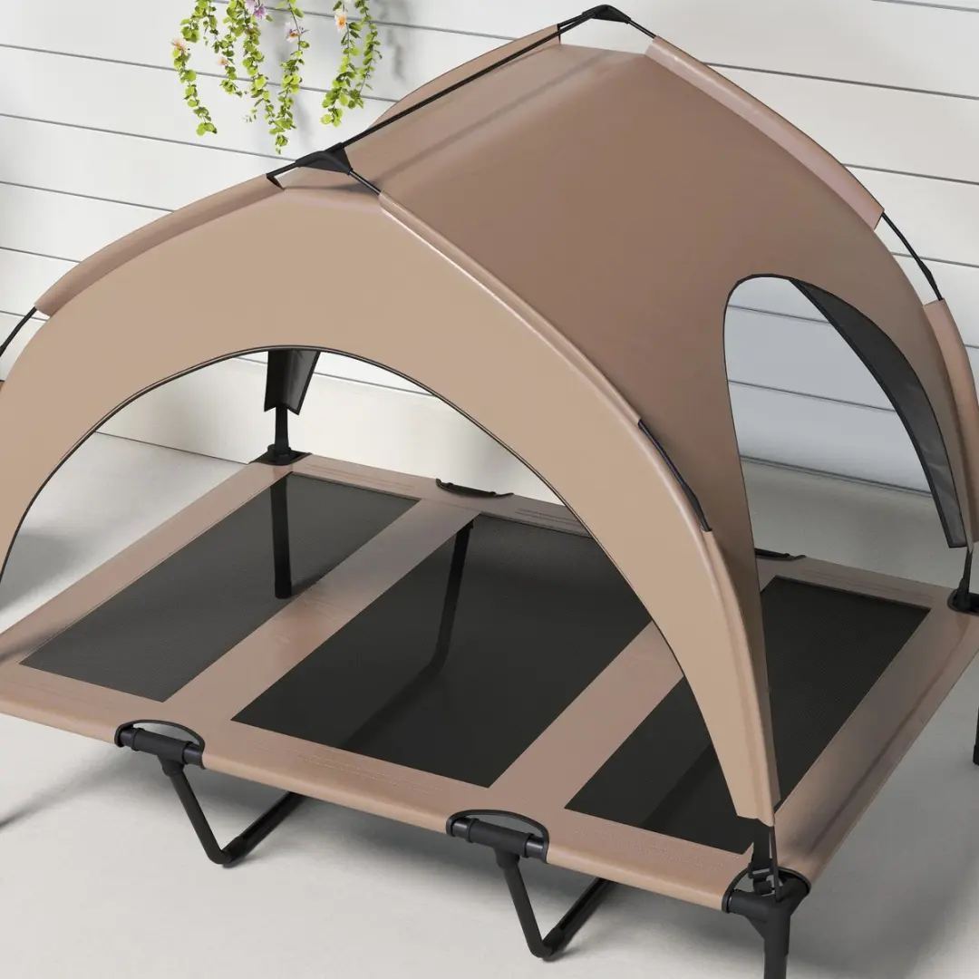 Pawhut Verhoogd Hondenbed Oxford 106x76x94cm - Koffie