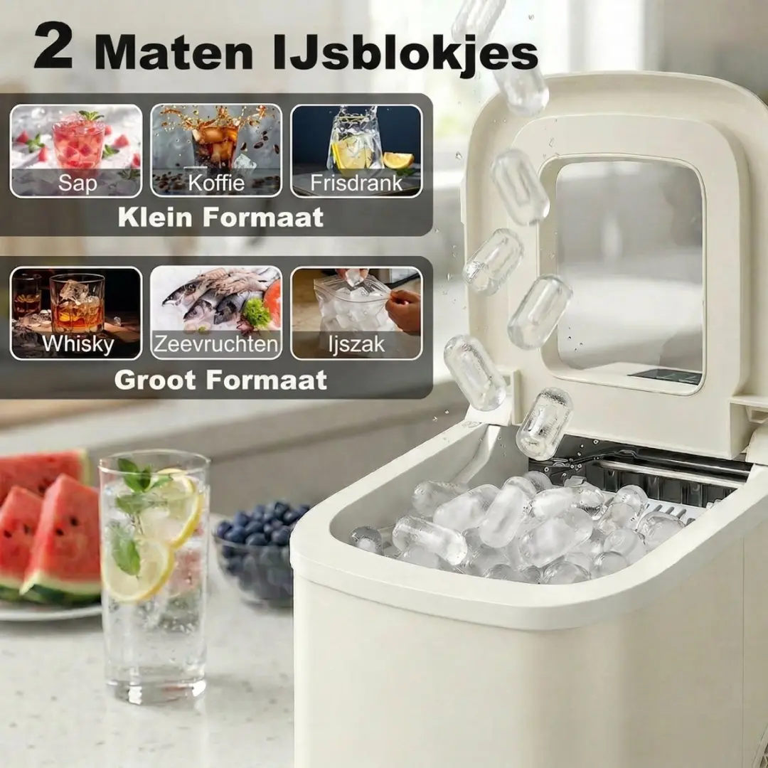 Homcom IJsblokjesmachine T1008-01-11318 - 12kg/24u - Gebroken wit