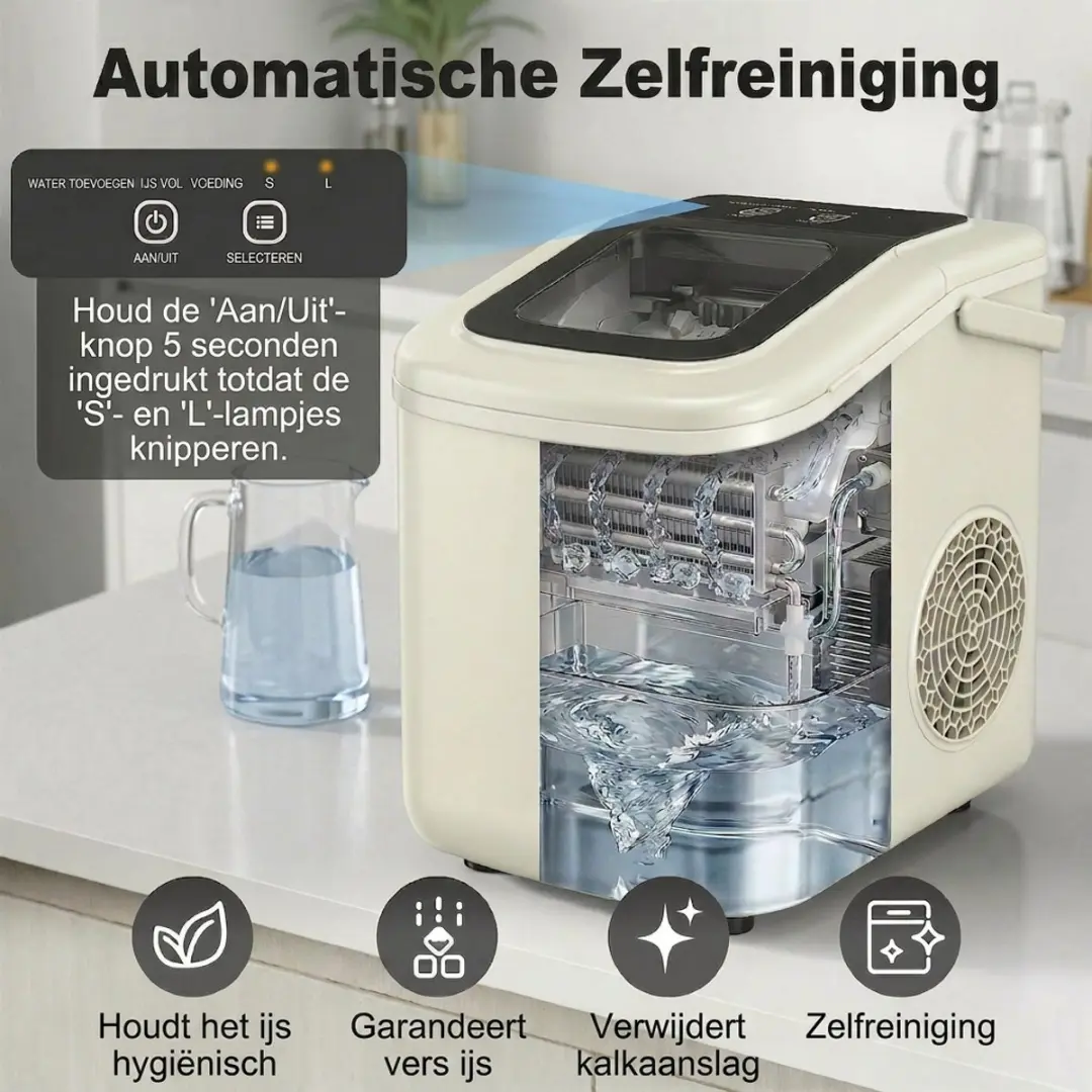 Homcom IJsblokjesmachine T1008-01-11318 - 12kg/24u - Gebroken wit
