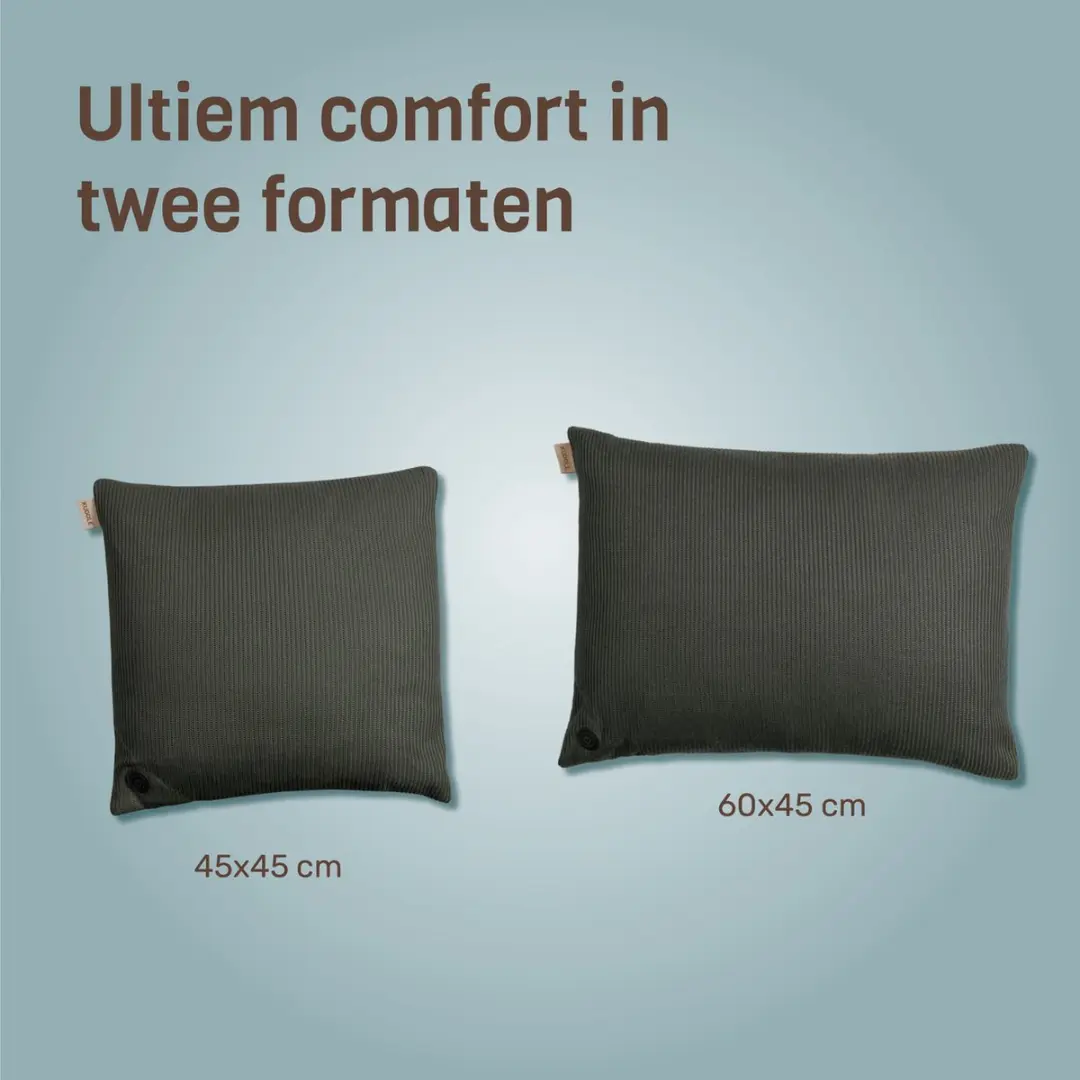 Kuddle Warmtekussen Oplaadbaar 45x45cm - Olive Green - 3 standen