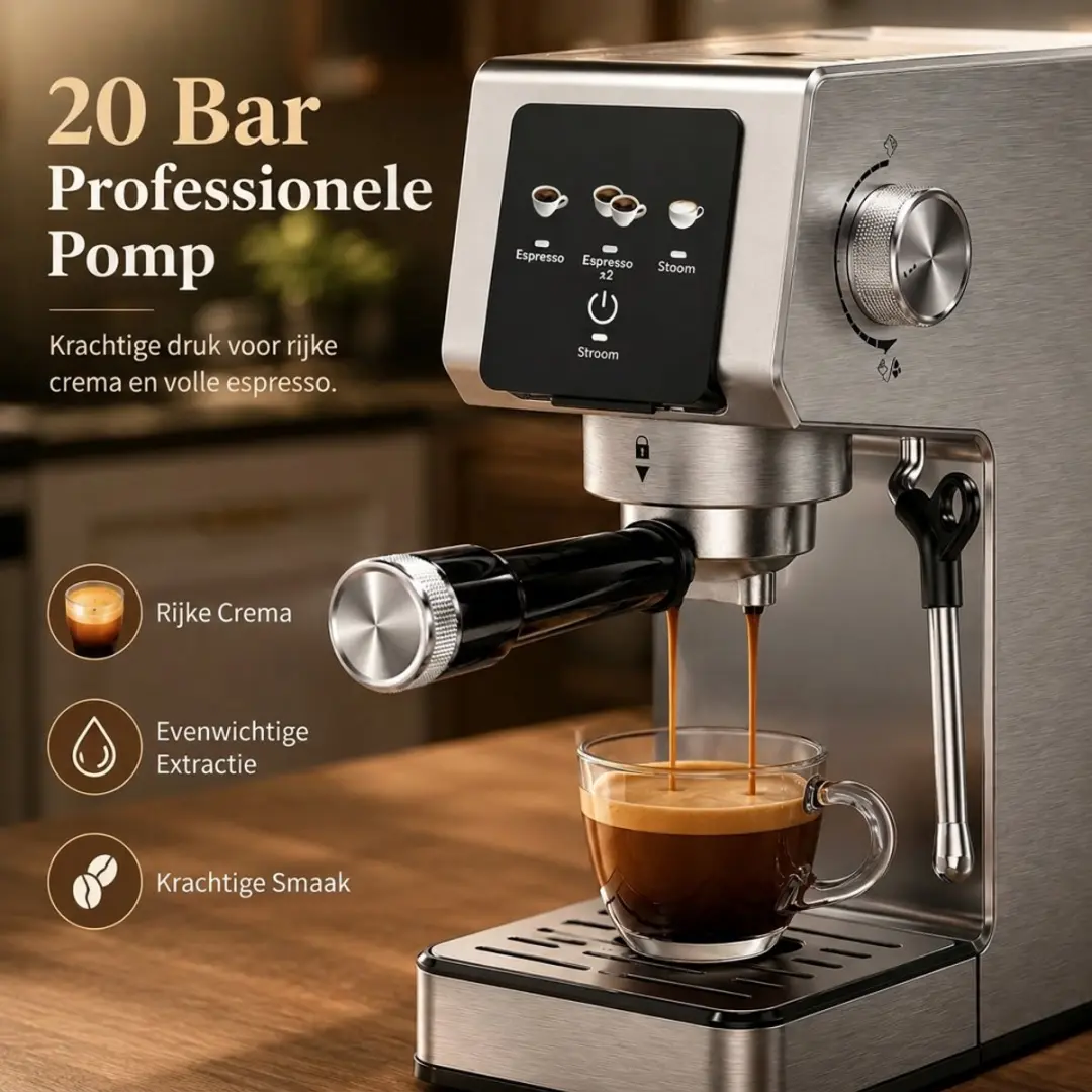 Homcom Touchscreen Espressomachine S2014-01-00015 - 1350W - 20 bar - Zwart
