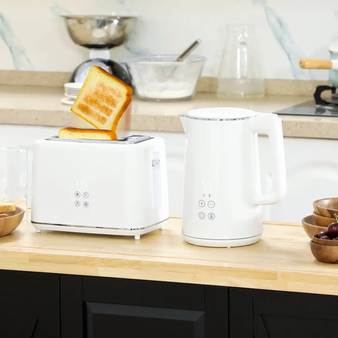 Homcom Wasserkocher-Toaster Set - 1,5L 1850W - Wit