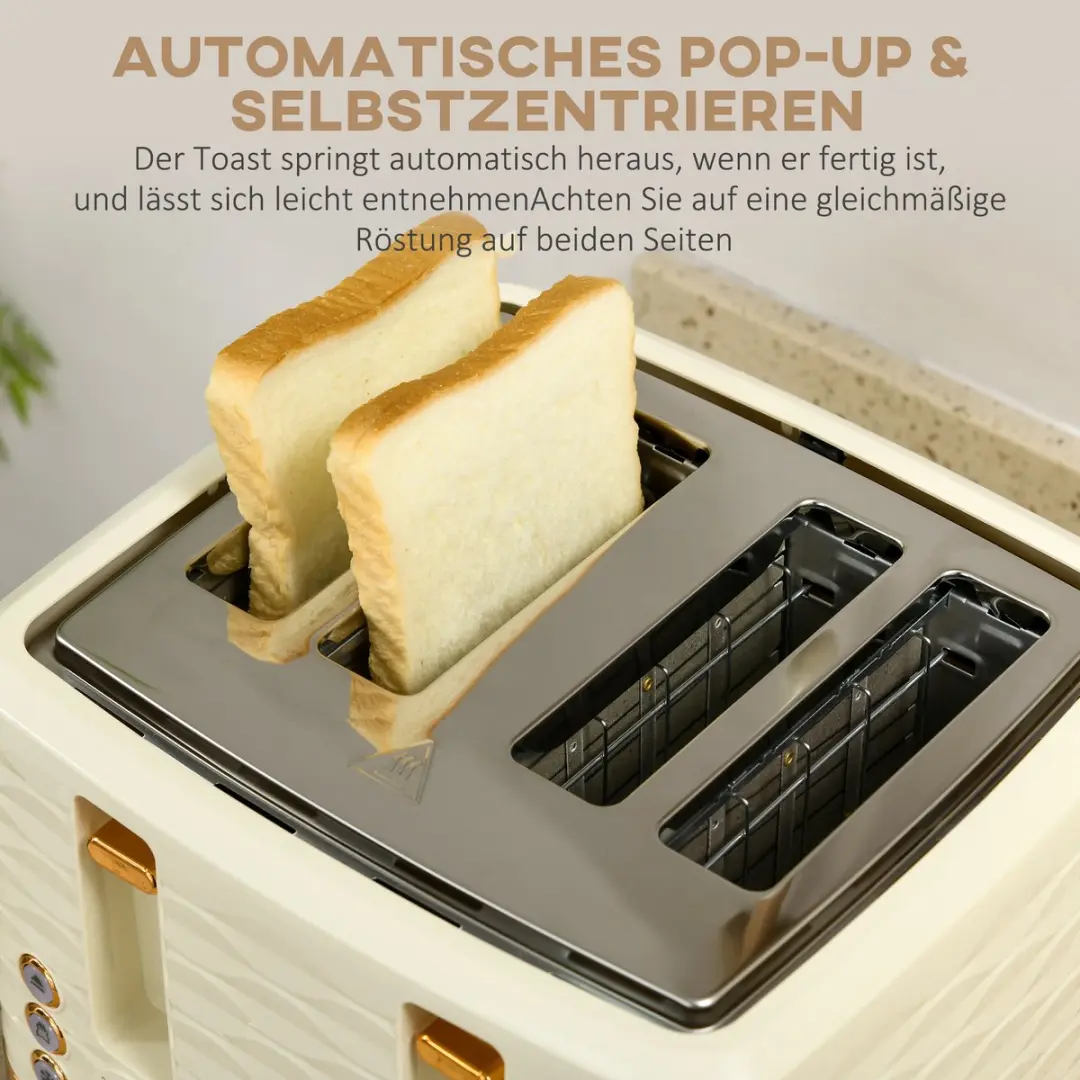 Homcom Waterkoker & Broodrooster Set 2200W - 7 Programma's - Beige