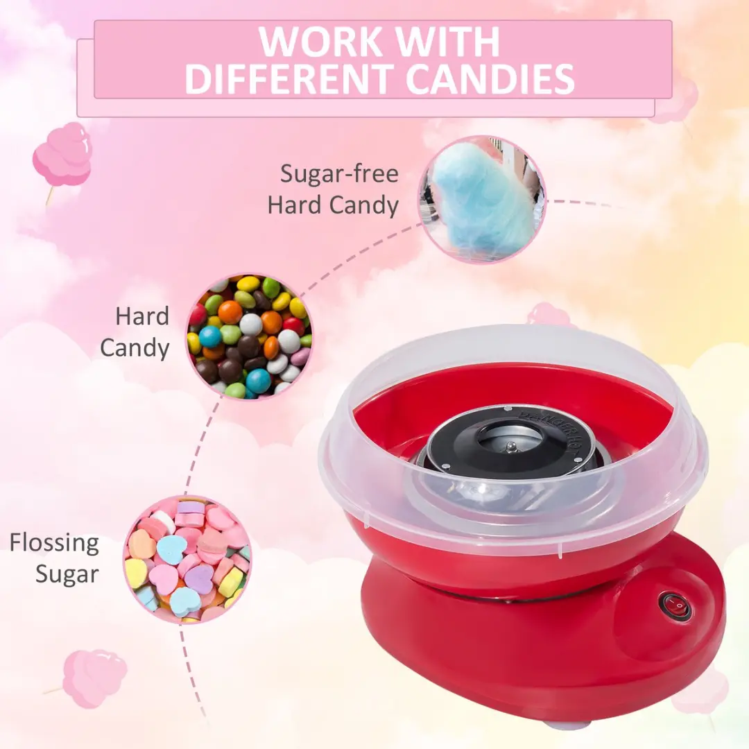 Homcom Suikerspinmachine UC-8DGE-A6QM 500W - Rood