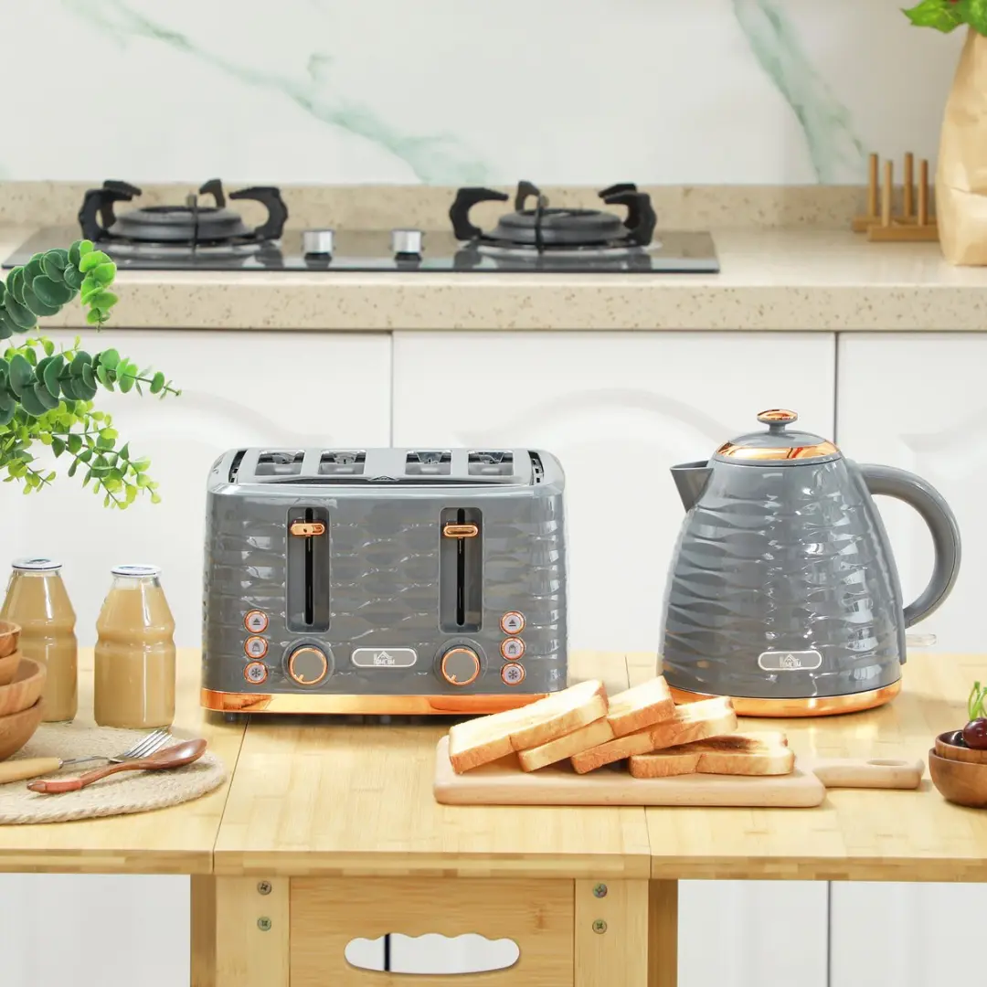 Homcom Toaster & Waterkoker Set 1850W - 24L - Grijs
