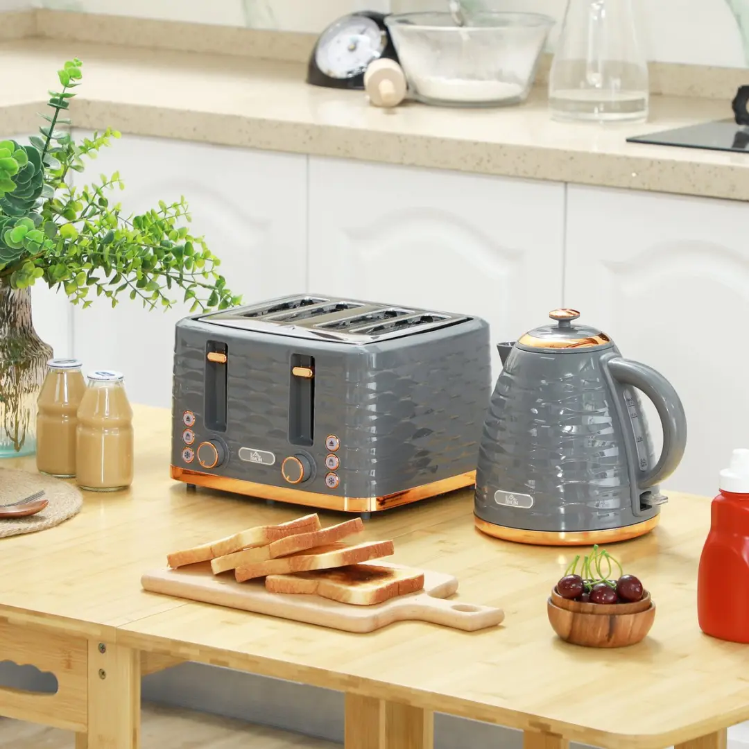 Homcom Toaster & Waterkoker Set 1850W - 24L - Grijs