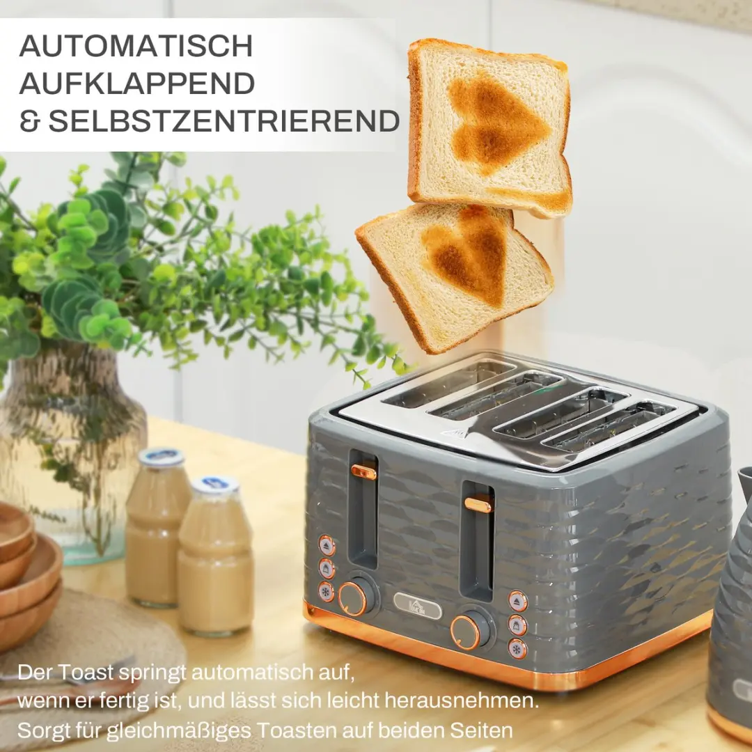 Homcom Toaster & Waterkoker Set 1850W - 24L - Grijs