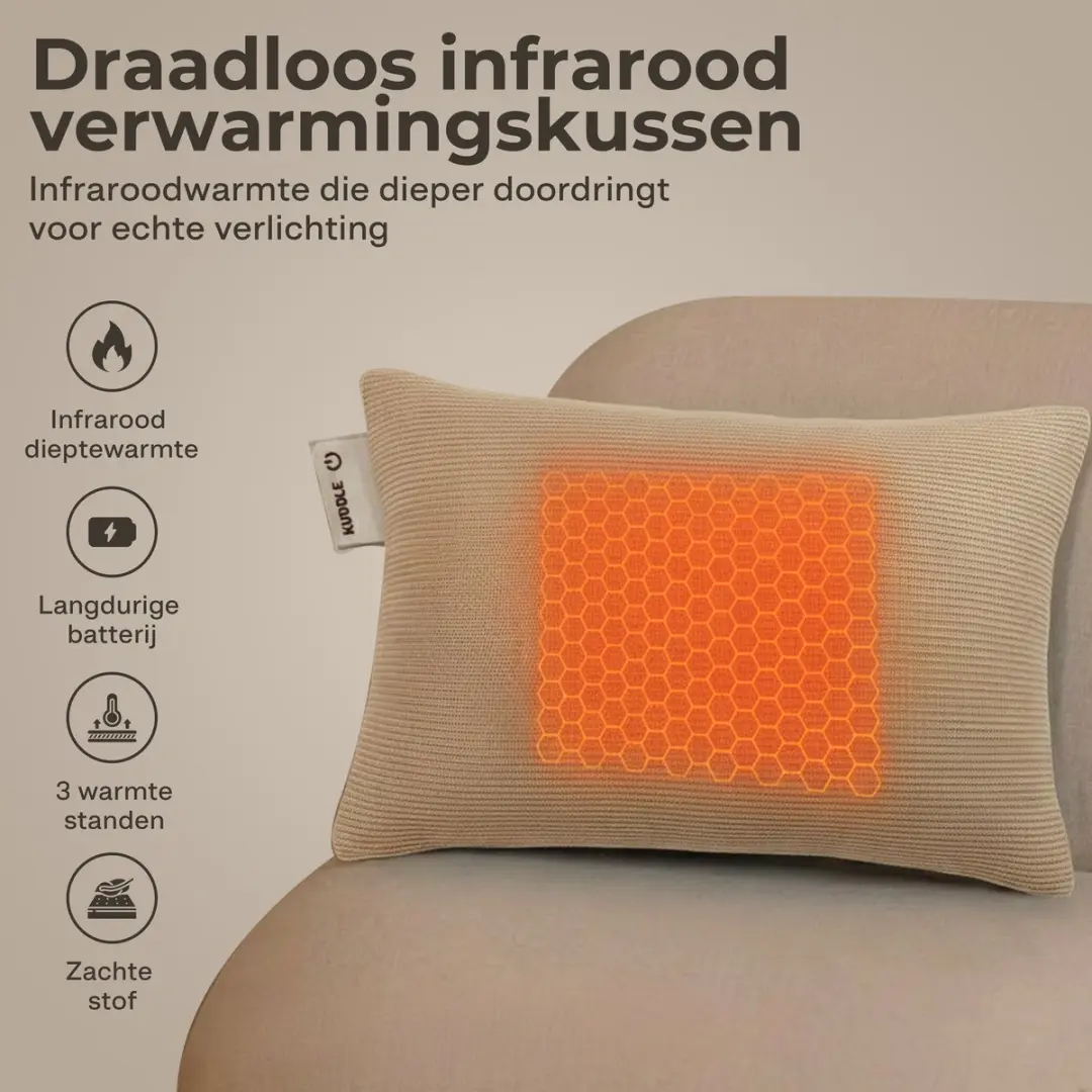 Kuddle Warmtekussen Oplaadbaar 45x60cm - Sand Beige - afbeelding 6 van 6