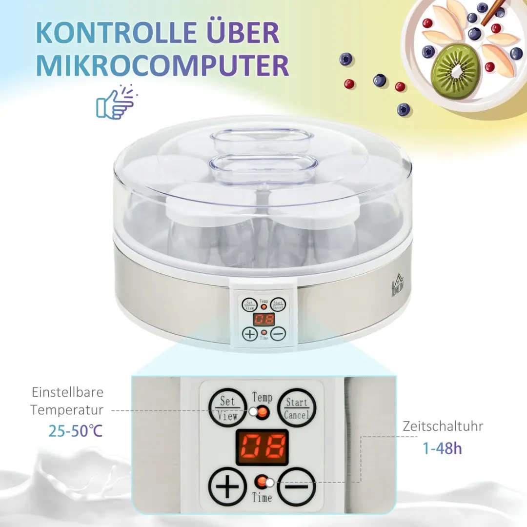 Homcom Yoghurtmaker 1260ml - 20W - Wit