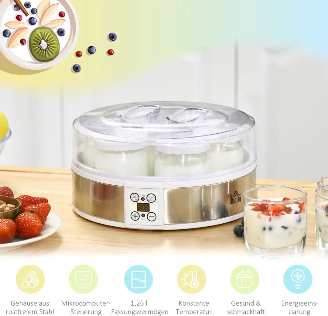 Homcom Yoghurtmaker 1260ml - 20W - Wit