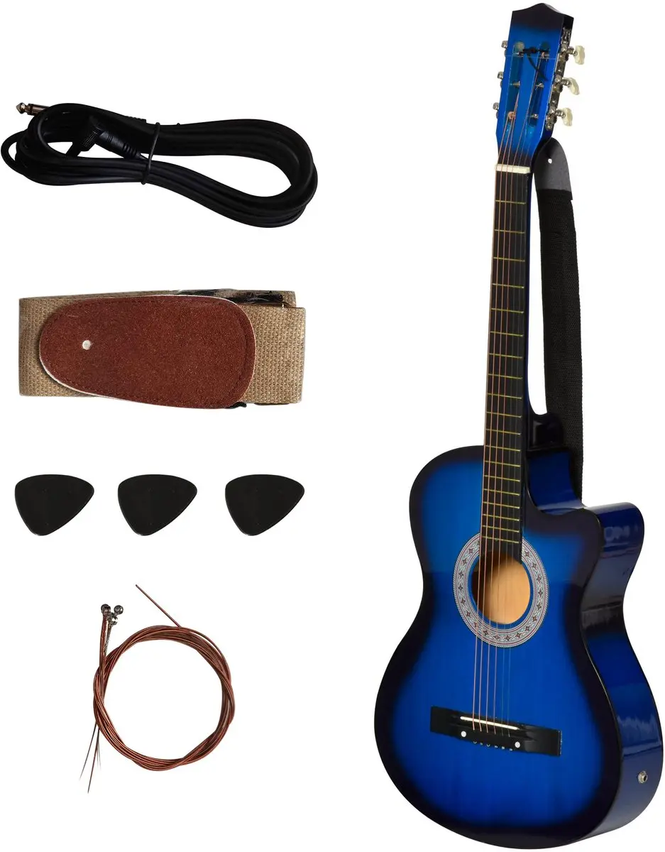 Homcom Elektrische Gitaar 3/4 Hollow Body - Blauw & Zwart - afbeelding 6 van 6