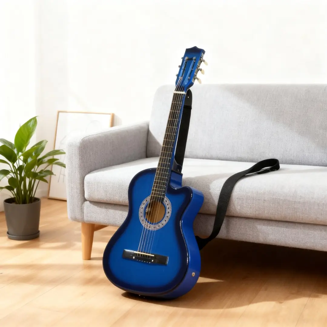 Homcom Elektrische Gitaar 3/4 Hollow Body - Blauw & Zwart