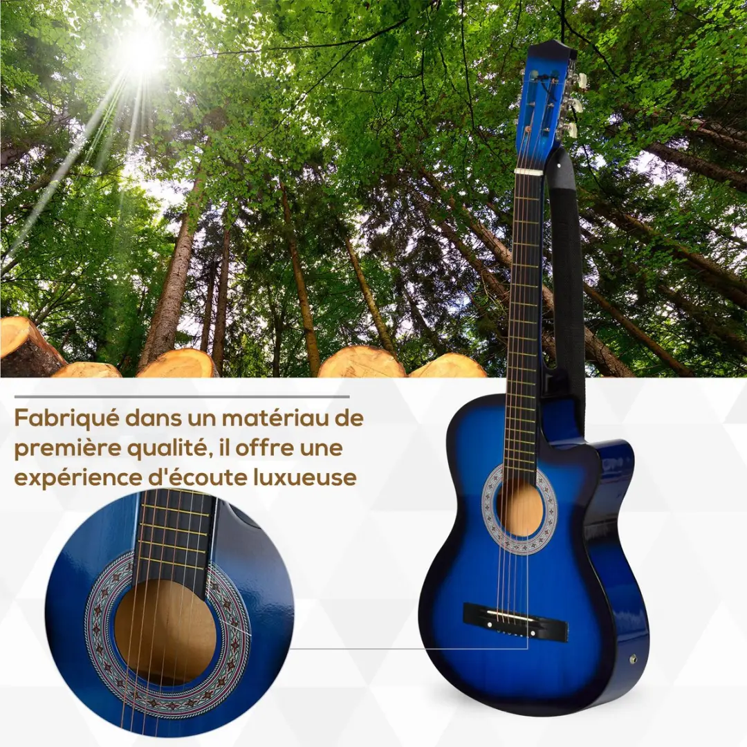 Homcom Elektrische Gitaar 3/4 Hollow Body - Blauw & Zwart