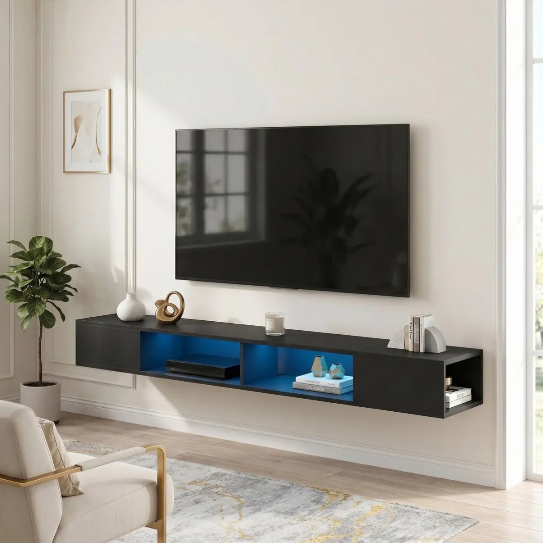 Homcom TV-standaard 177,8x30x18cm - Zwart