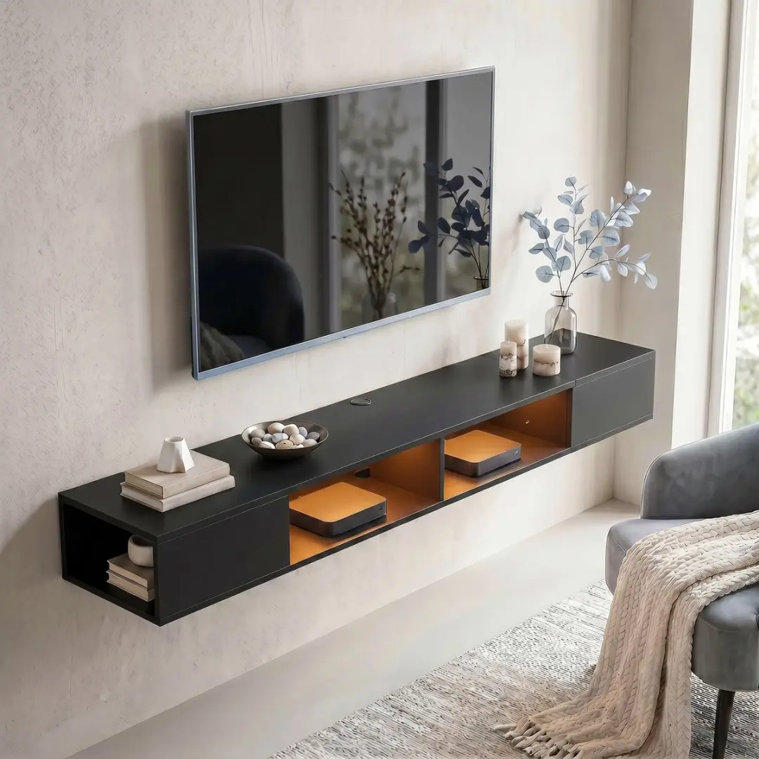 Homcom TV-standaard 177,8x30x18cm - Zwart
