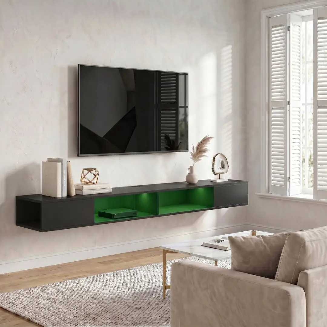 Homcom TV-standaard 177,8x30x18cm - Zwart