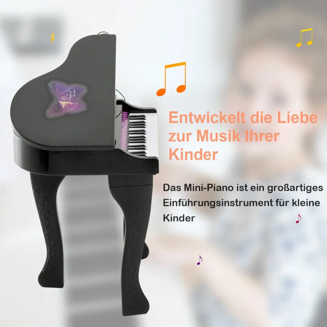 Homcom Kinderpiano 25 Toetsen - Zwart - afbeelding 6 van 6