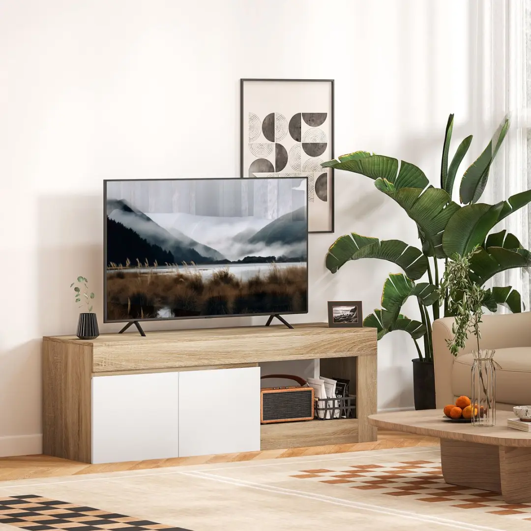 Homcom TV-meubel 140x40x48cm - Natuurlijk houtnerf - 60 inch