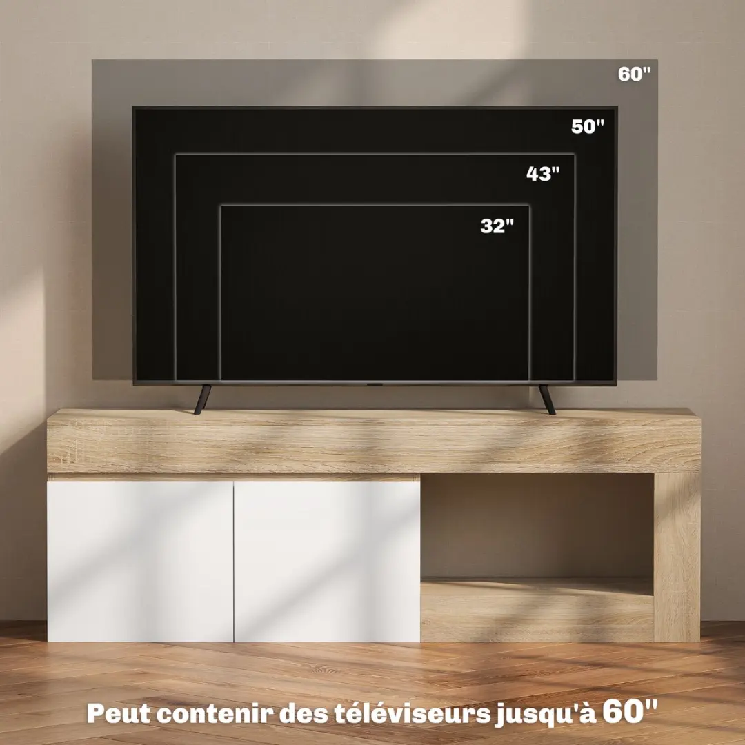 Homcom TV-meubel 140x40x48cm - Natuurlijk houtnerf - 60 inch