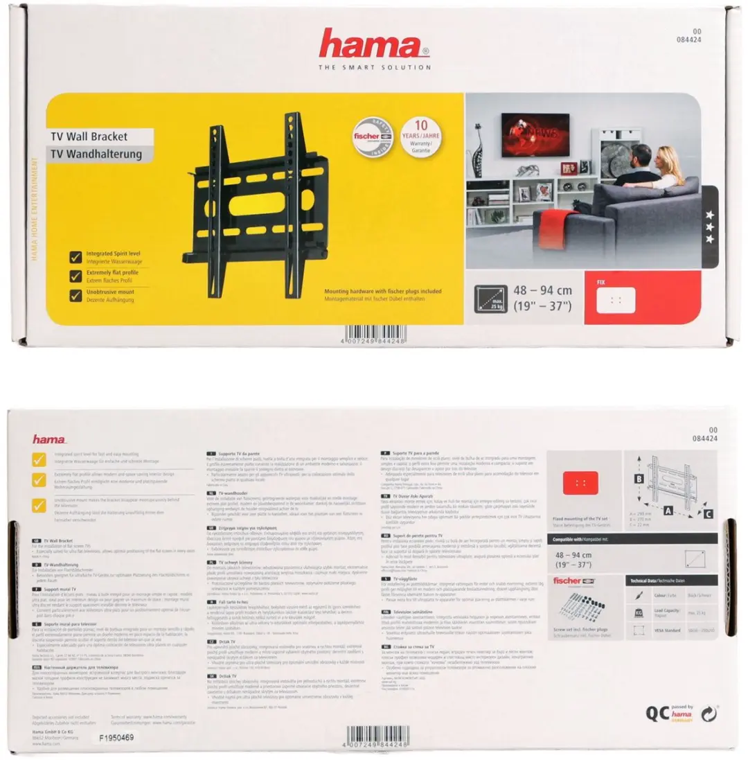 Hama 84424 TV-muurbeugel Ultra Plat - VESA 200x200 - Zwart - afbeelding 6 van 6