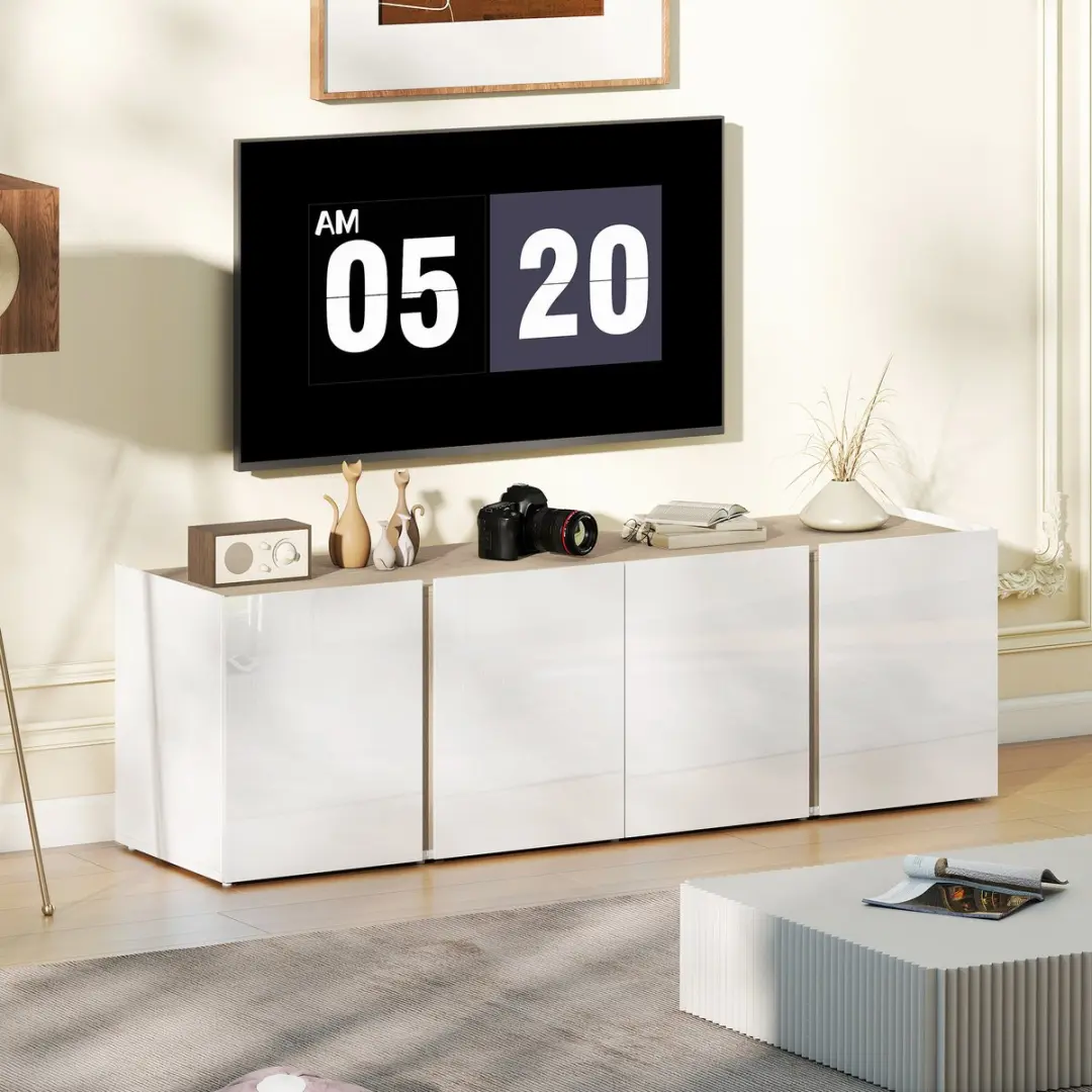 Homcom TV-meubel 135x38x45cm Wit - 65"