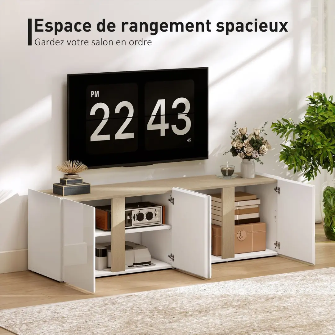 Homcom TV-meubel 135x38x45cm Wit - 65"