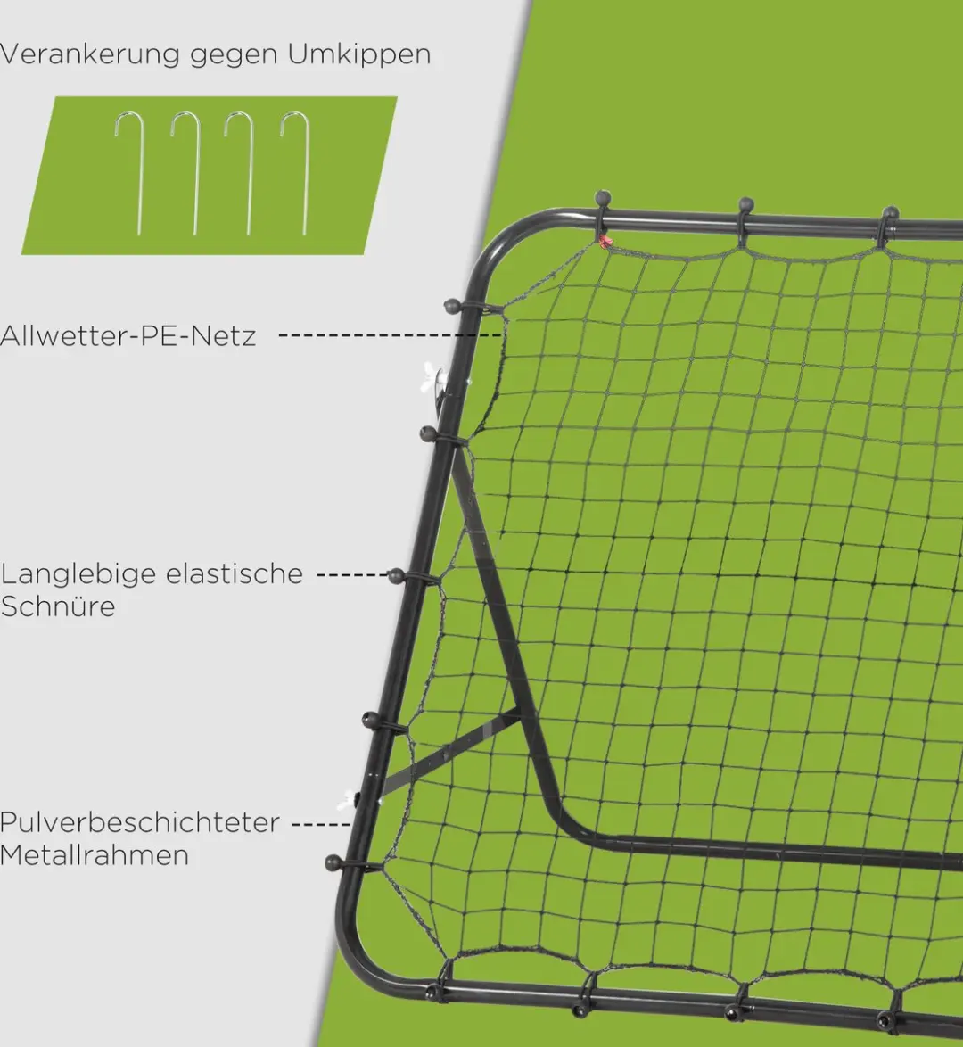 Homcom Voetbal Rebounder 75x126cm - Zwart - afbeelding 6 van 6