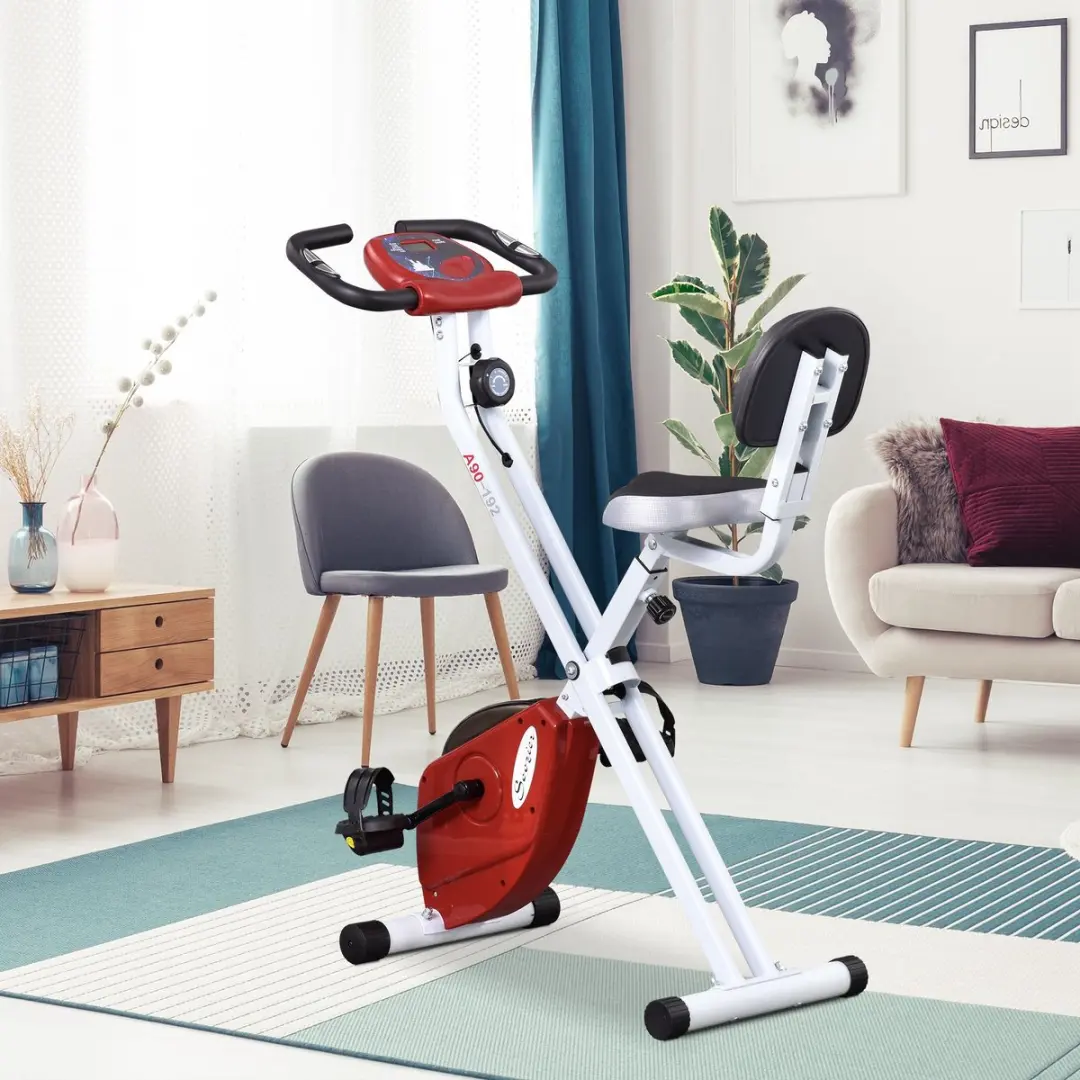 Homcom Fitnessbike - 8 Niveaus - 109x43x97cm - Rood/Wit
