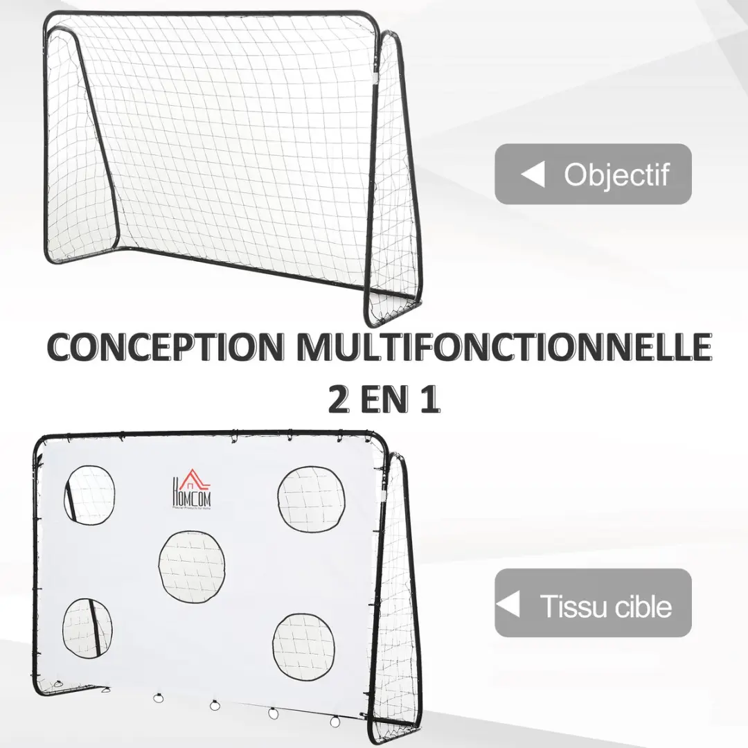 Outsunny Voetbaldoel Metaal 240x88x174cm - Wit