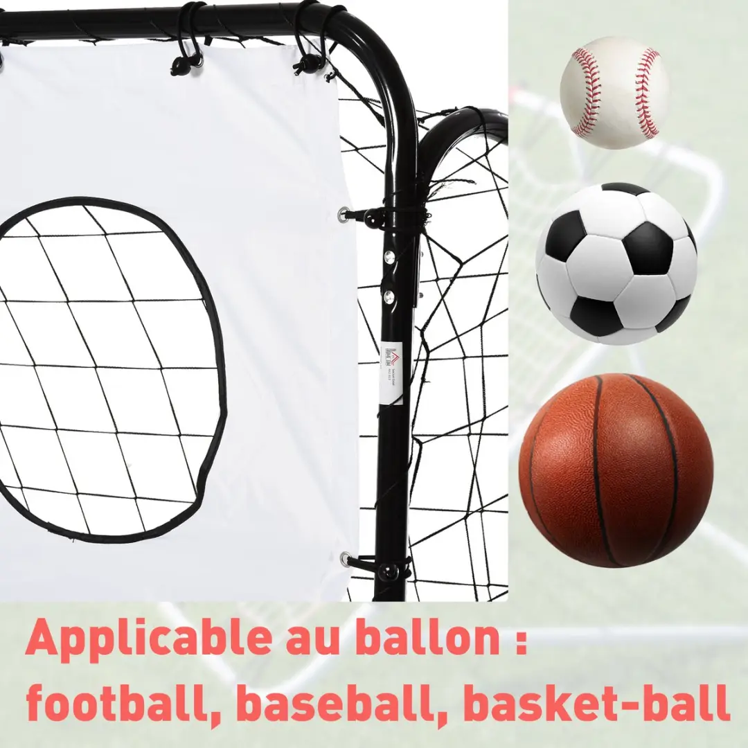 Outsunny Voetbaldoel Metaal 240x88x174cm - Wit - afbeelding 6 van 6