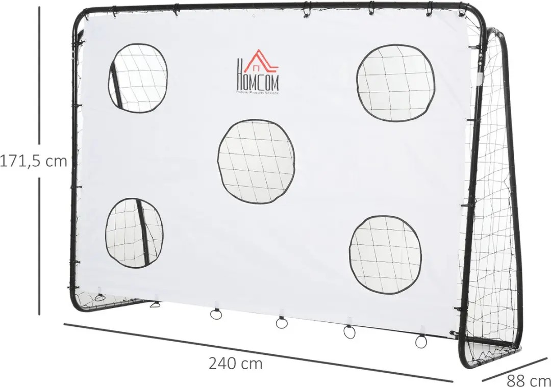 Outsunny Voetbaldoel Metaal 240x88x174cm - Wit