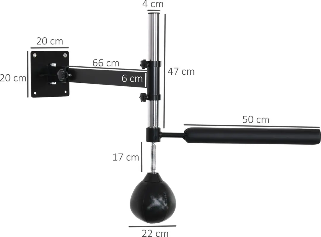 Homcom Speedboxen Trainer A91-197 - Hangend - Zwart - afbeelding 6 van 6