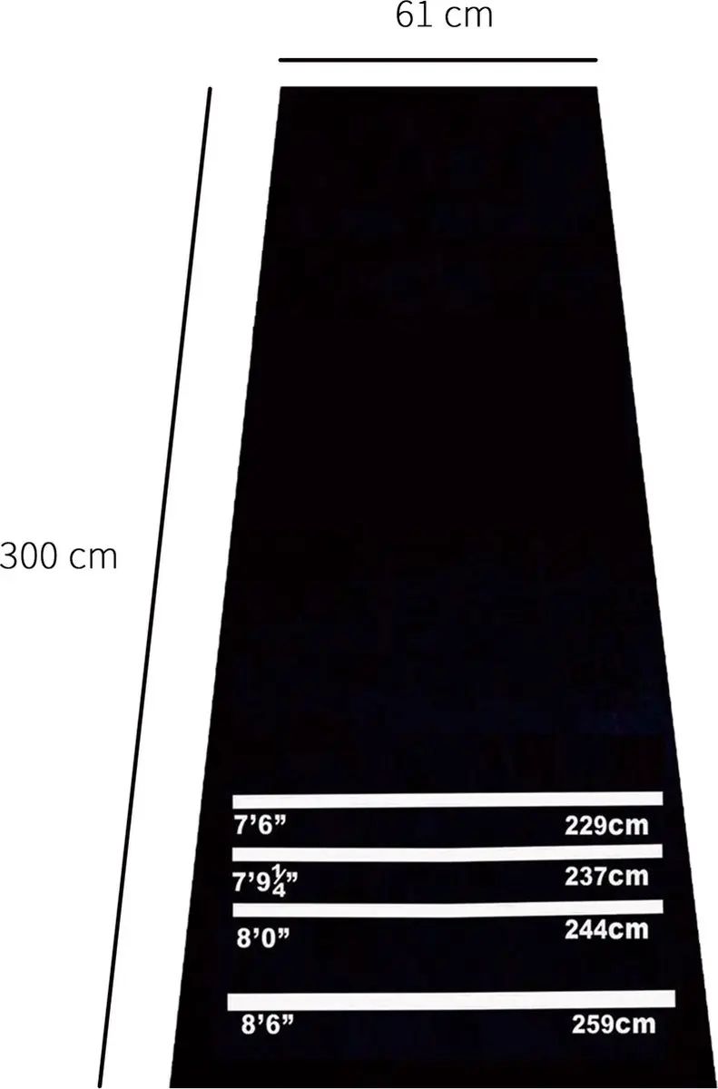 Homcom Dartmat Zwart 300x61cm - afbeelding 6 van 6