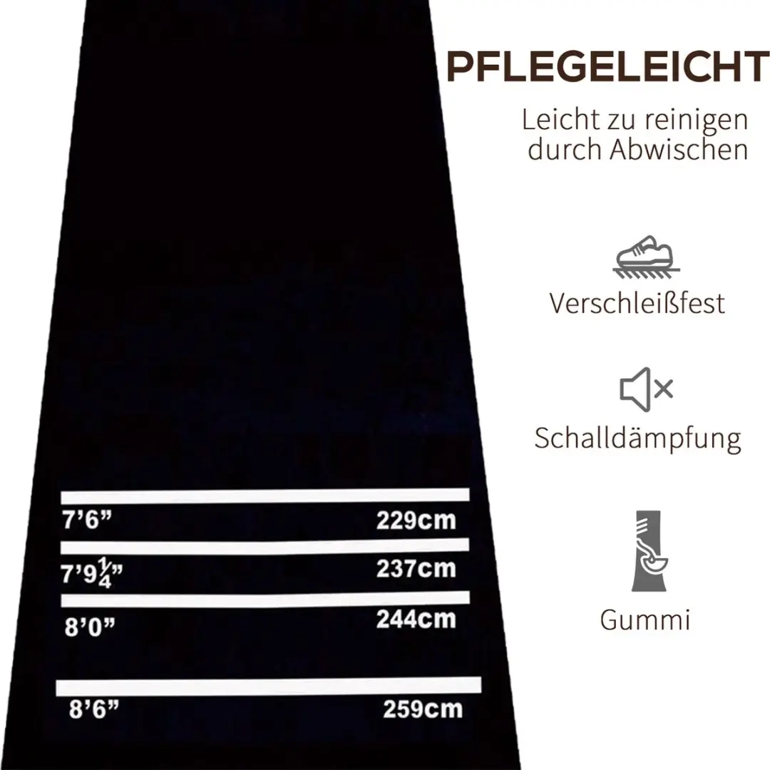 Homcom Dartmat Zwart 300x61cm