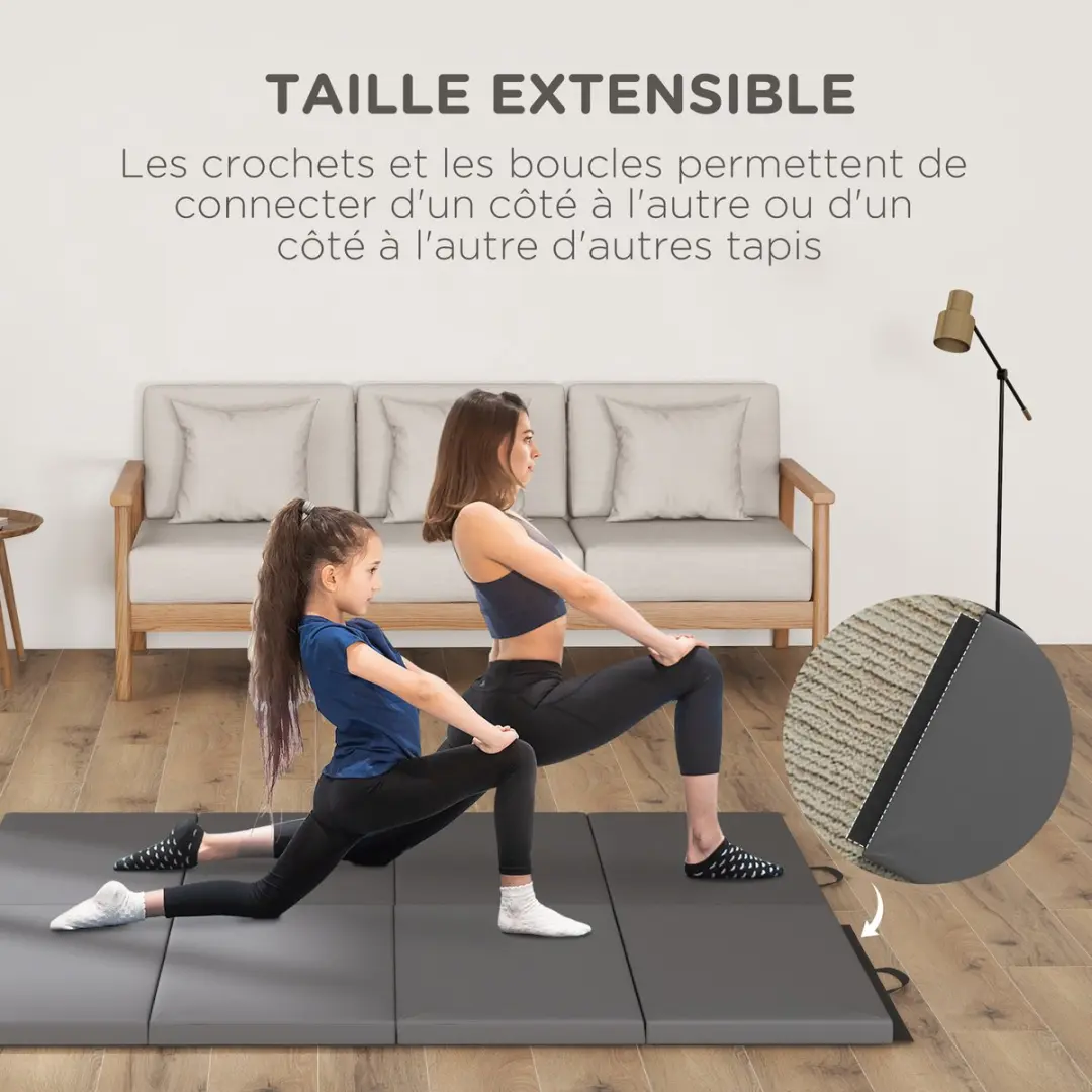 Homcom Gymnastiekmat 180x80x5cm - Grijs - afbeelding 6 van 6