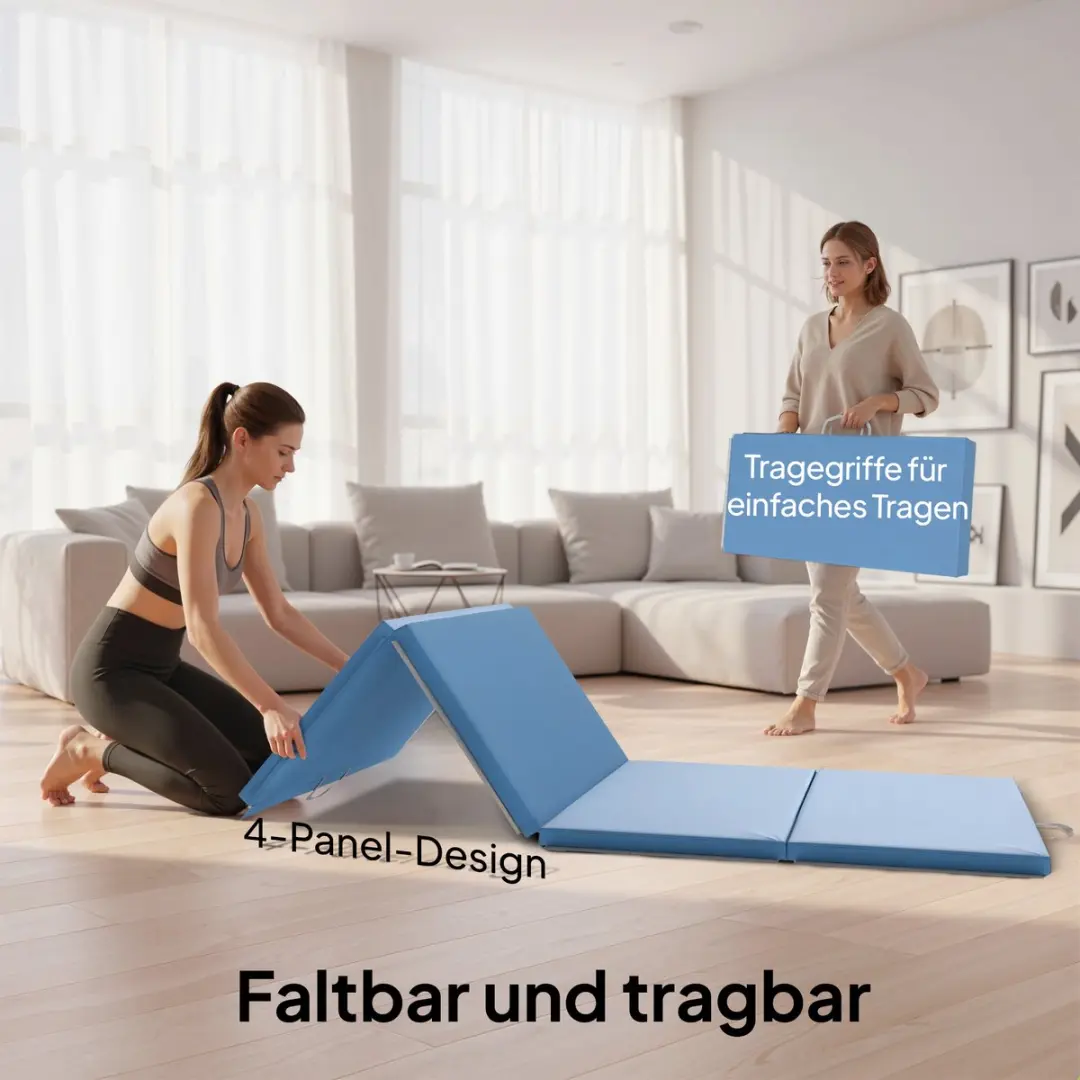 Homcom Gymnastiekmat 240x120x5cm - Lichtblauw - afbeelding 6 van 6