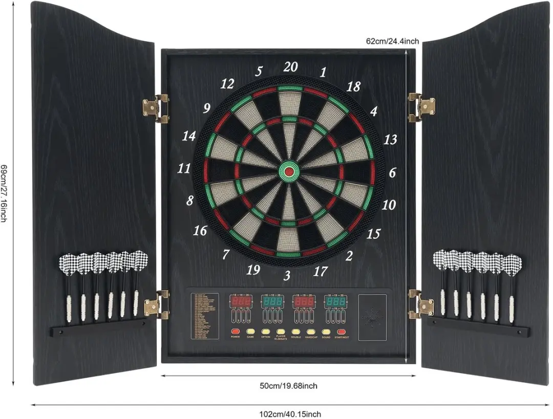 Homcom Sensova Digitaal Dartbord 35cm - 27 Spellen/202 Variaties - 8 Spelers