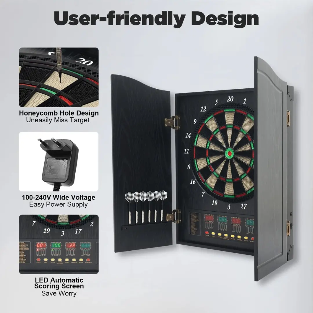 Homcom Sensova Digitaal Dartbord 35cm - 27 Spellen/202 Variaties - 8 Spelers - afbeelding 6 van 6