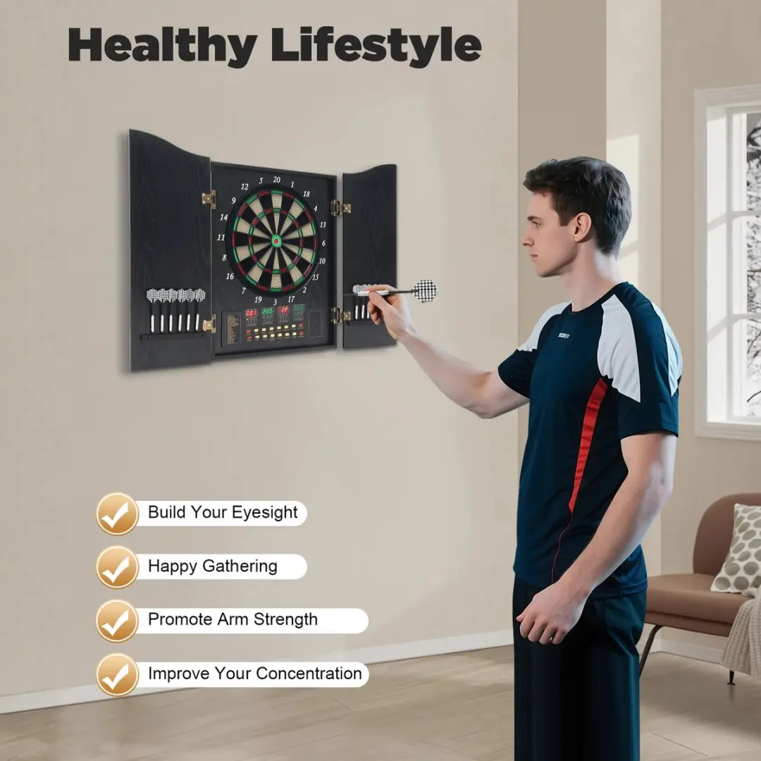 Homcom Sensova Digitaal Dartbord 35cm - 27 Spellen/202 Variaties - 8 Spelers