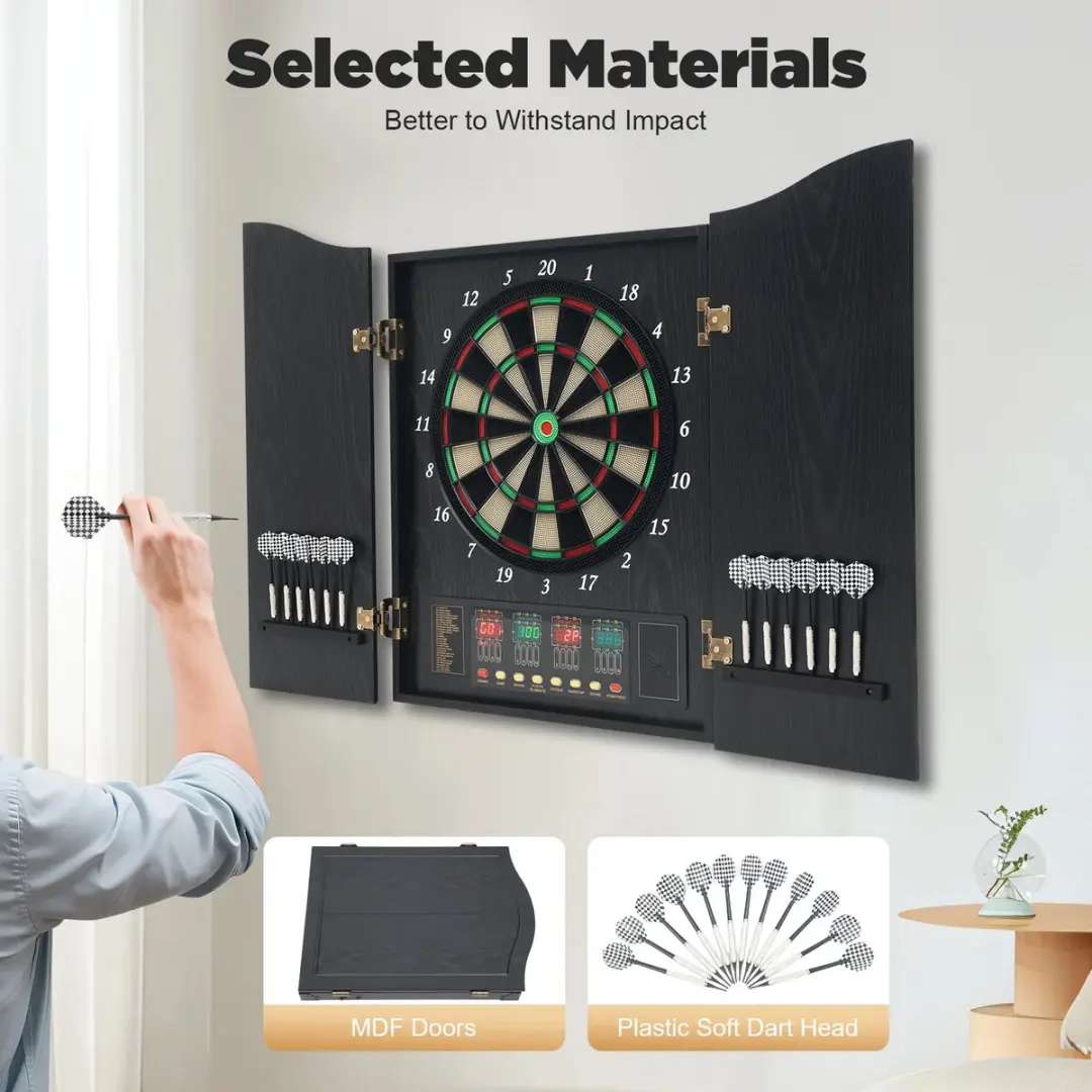 Homcom Sensova Digitaal Dartbord 35cm - 27 Spellen/202 Variaties - 8 Spelers