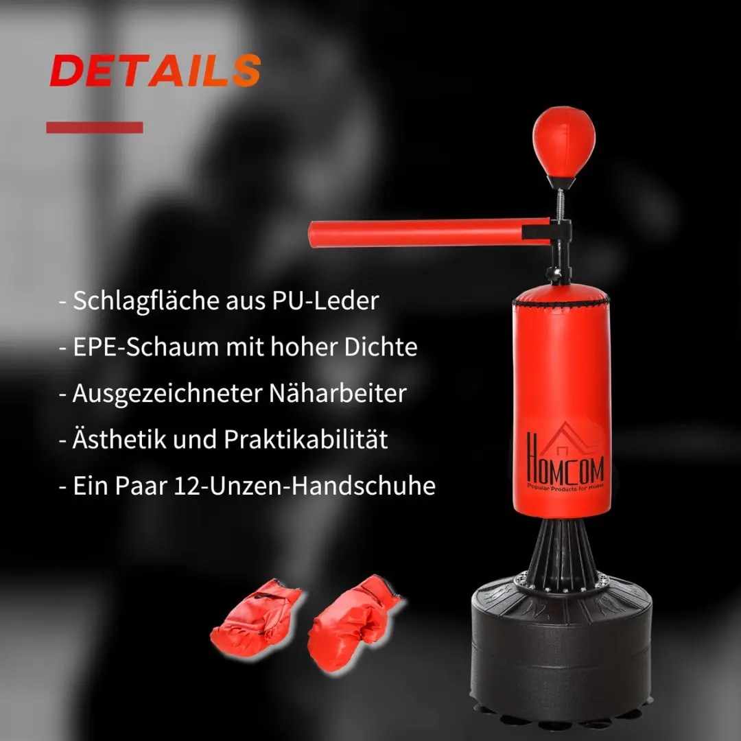 Homcom Vrijstaande Bokszak A91-100 - Zwart/Rood