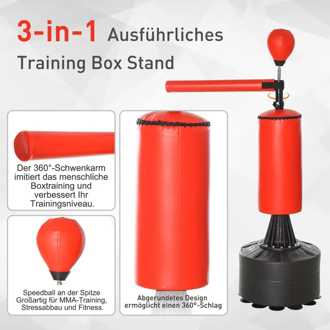 Homcom Vrijstaande Bokszak A91-100 - Zwart/Rood - afbeelding 6 van 6
