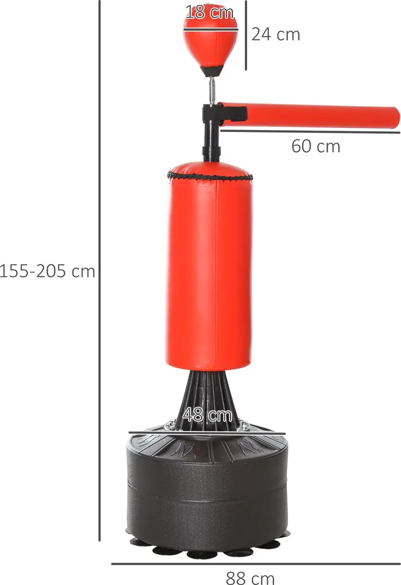 Homcom Vrijstaande Bokszak A91-100 - Zwart/Rood
