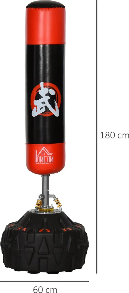 Homcom Staande Bokszak Vrijstaand - Zwart/Rood