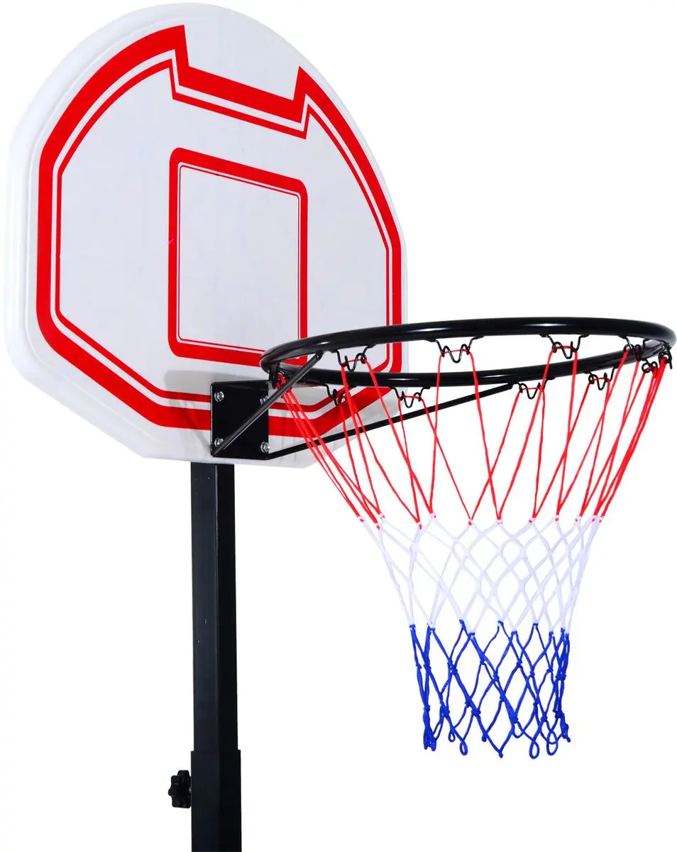Homcom Basketbalpaal verstelbaar met wielen - 38cm - Zwart