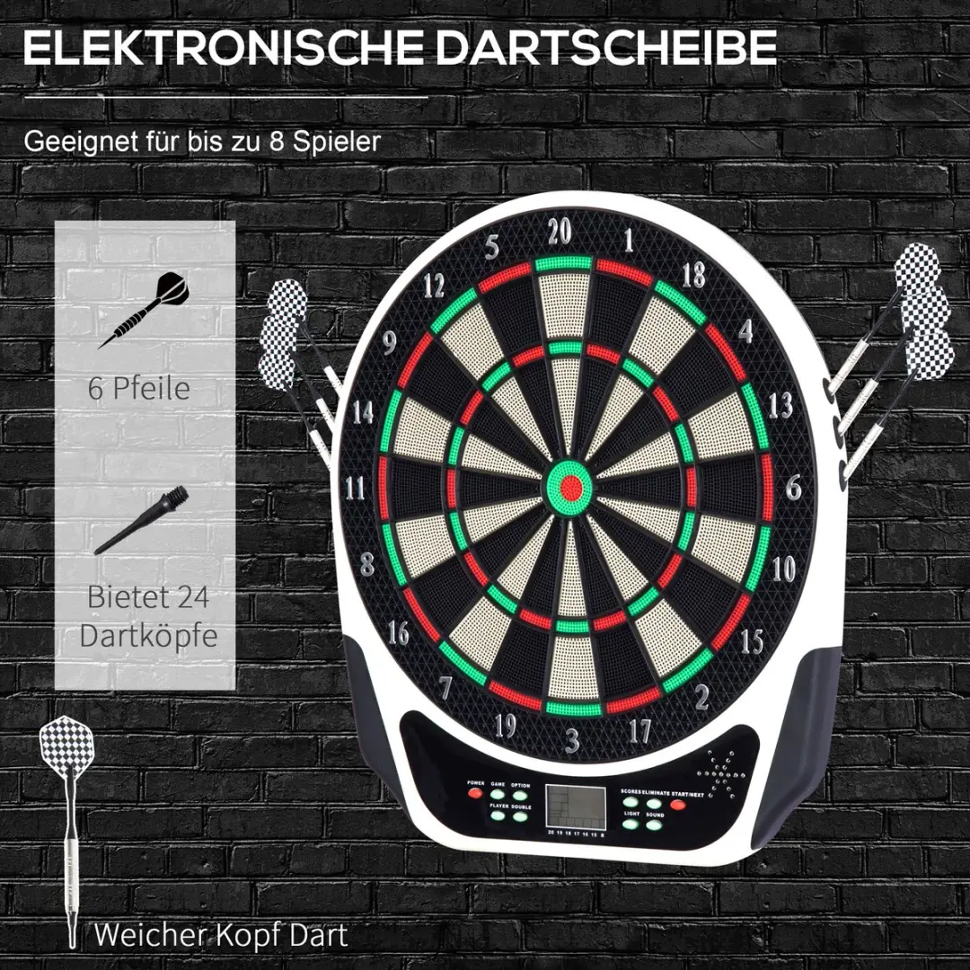 Homcom Elektronisch Dartbord 50cm - 6 Darts - 8 Spelers