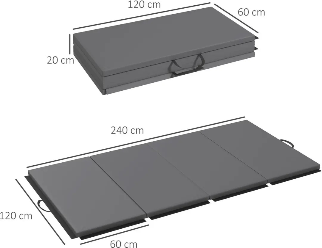 Homcom Gymnastiekmat 240x120x5cm - Grijs