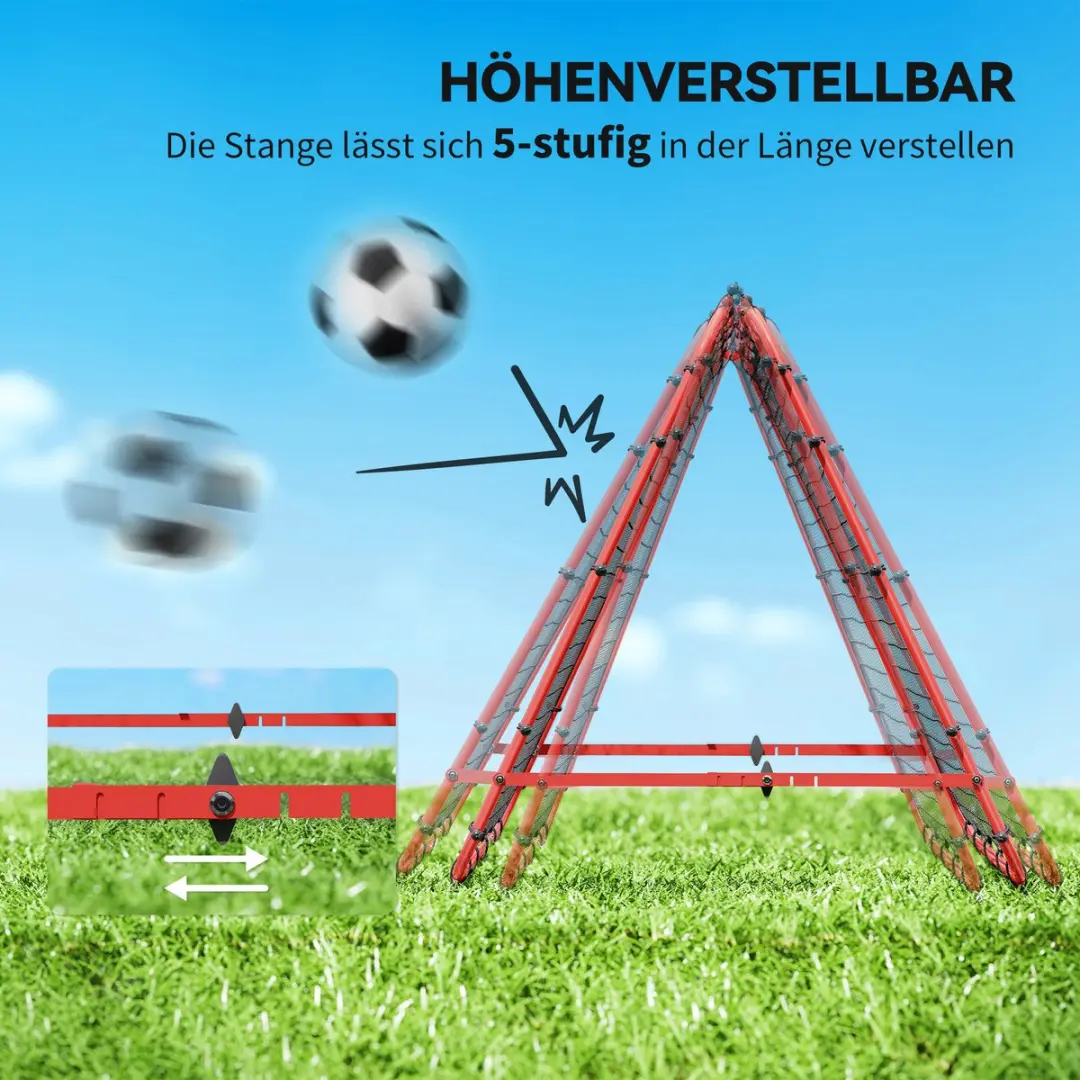 Homcom Voetbal Rebounder - 100x95x90cm - Rood - afbeelding 6 van 6
