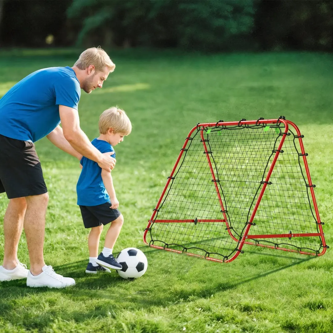Homcom Voetbal Rebounder - 100x95x90cm - Rood